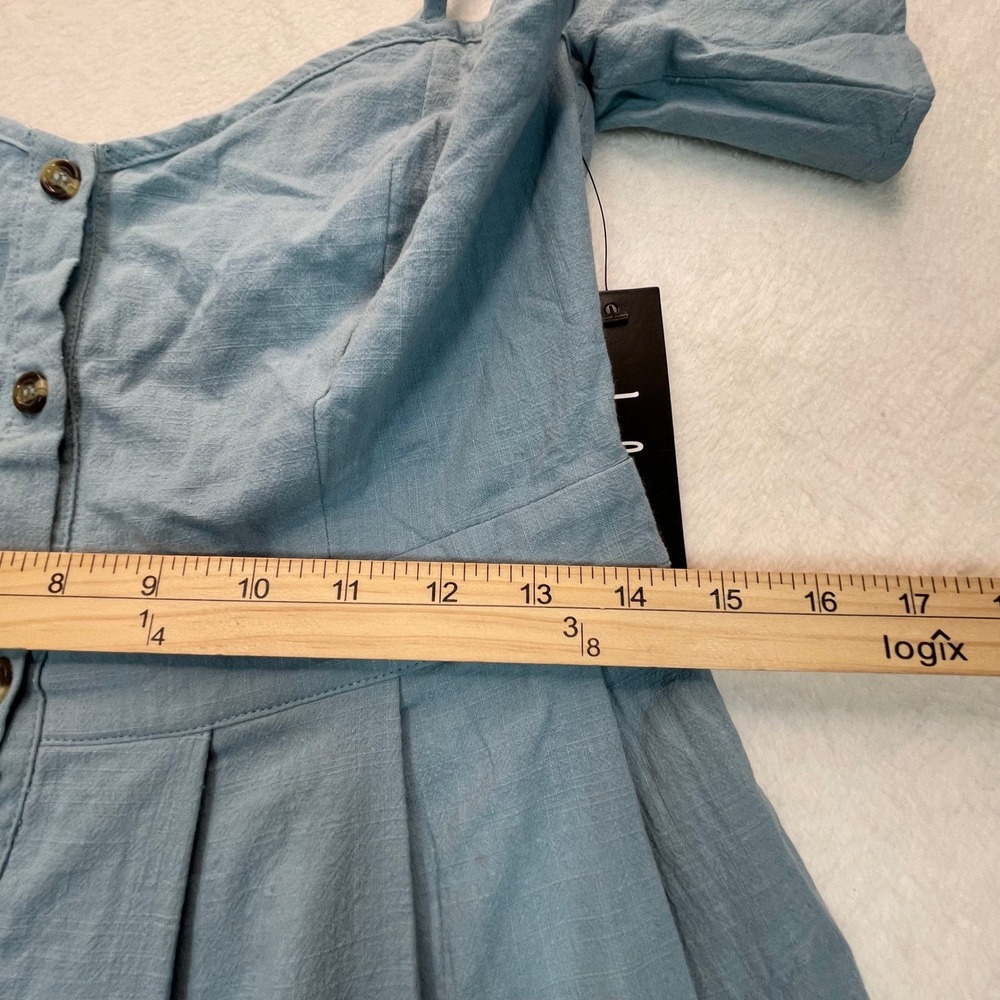 Lulus Midi Dress M Blue Peasant Milkmaid NWT Cottagecore Ruffle Boho Cotton - Picture 9 of 11